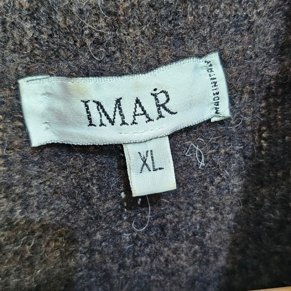 IMAR Wool Blend Sweater Sz XL Brown Zip Front Fall Fashion Layering Essential - Picture 10 of 12
